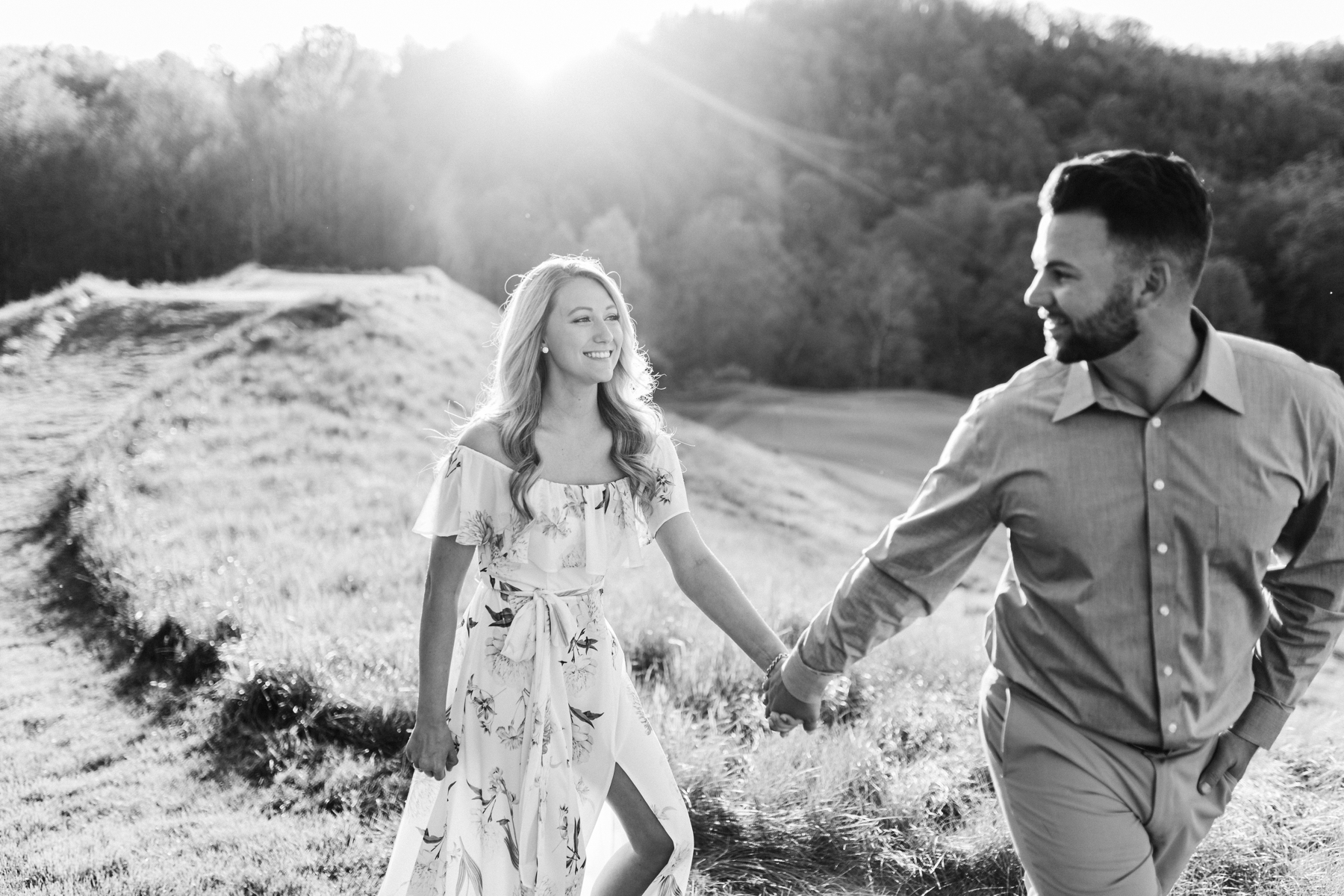 Sunset engagement session at Pete Dye Golf Course