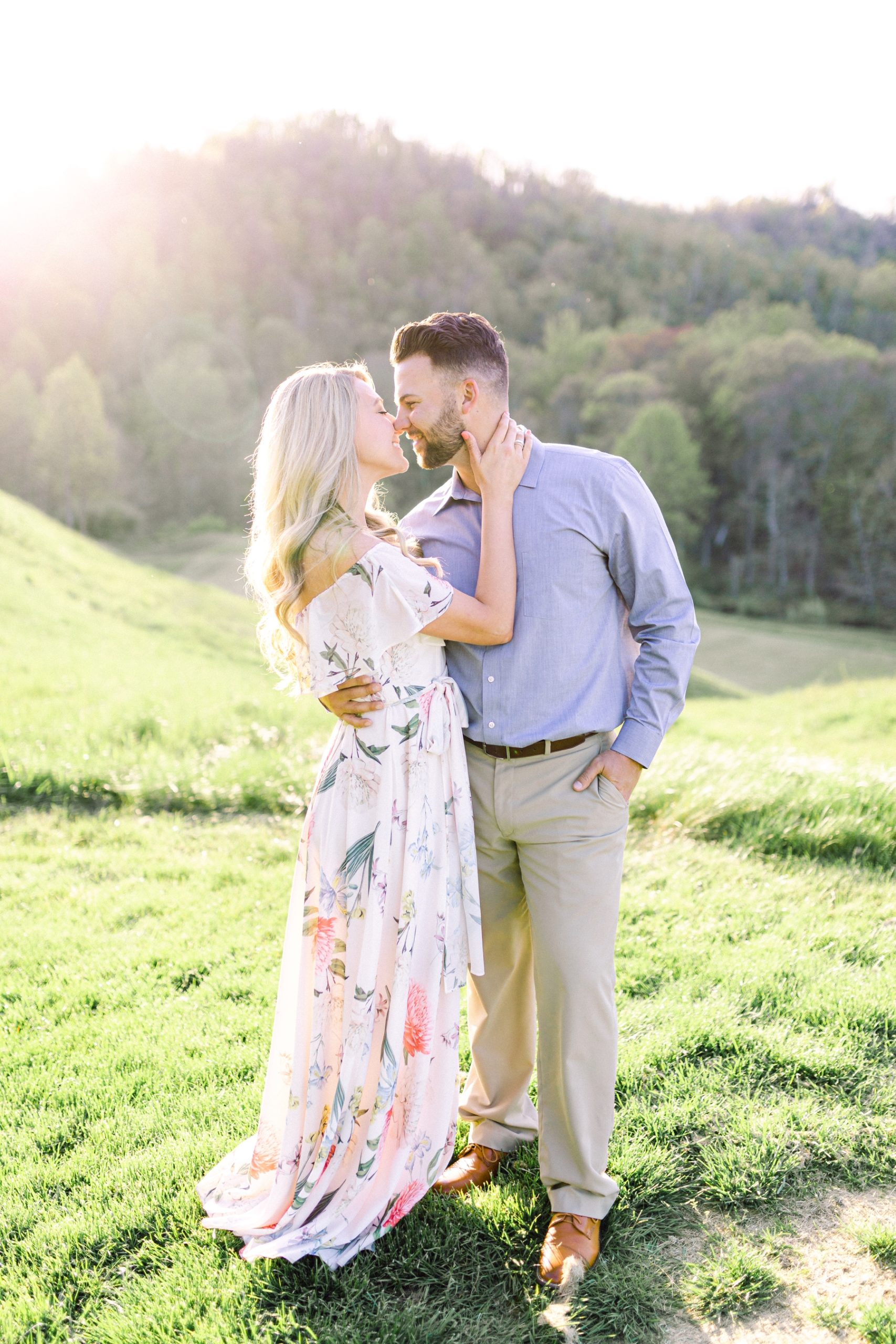 Sunset engagement session at Pete Dye Golf Course