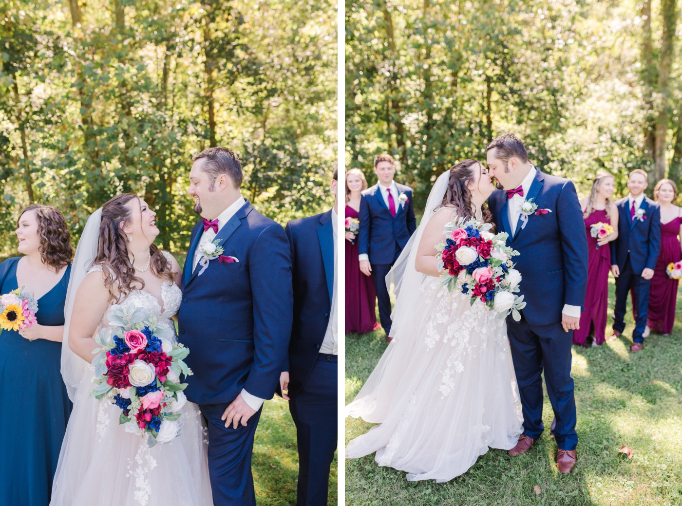 Burgundy and navy bridal party