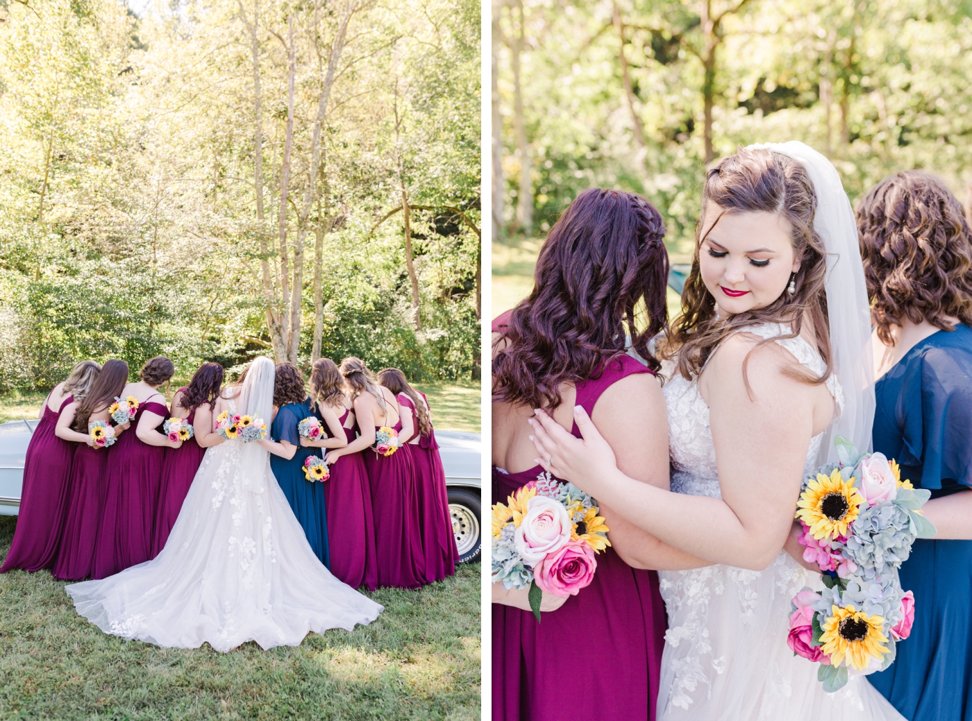 Burgundy and navy bridal party