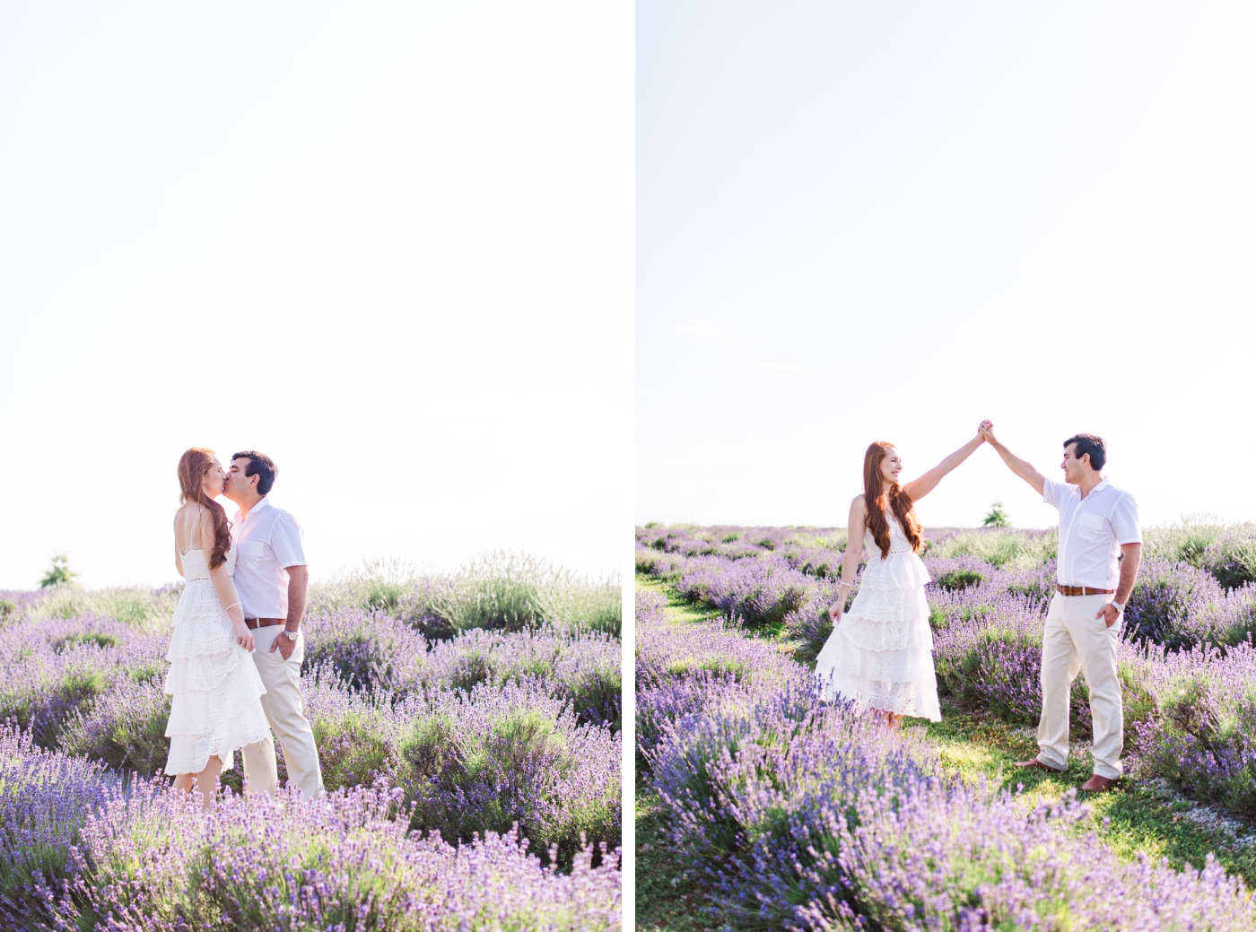 Lavender field engagement session at Springfield Manor