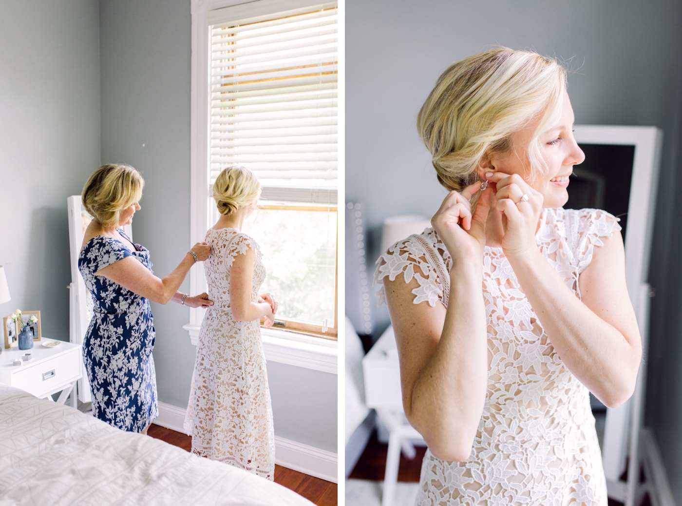 Bride getting ready for her micro wedding