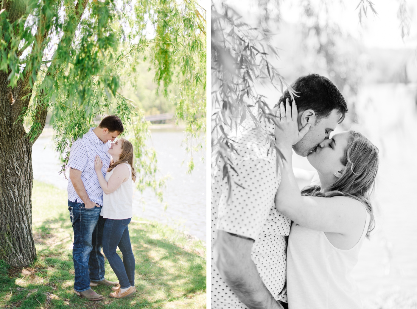 Couples portraits under a willow tree