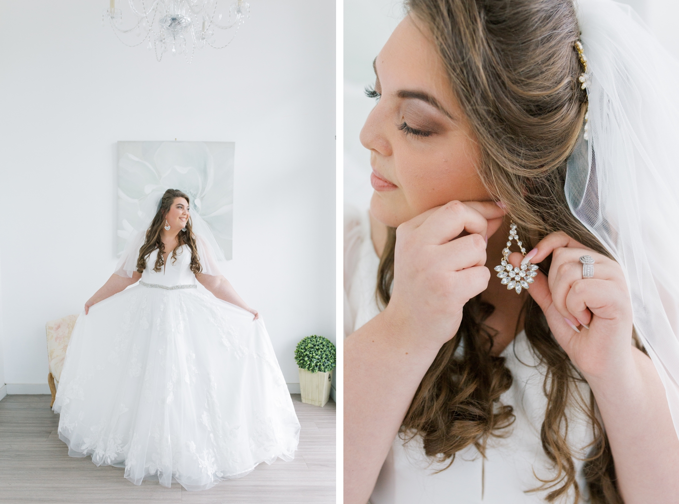 Bride in a lace and satin ballgown by Essense of Australia