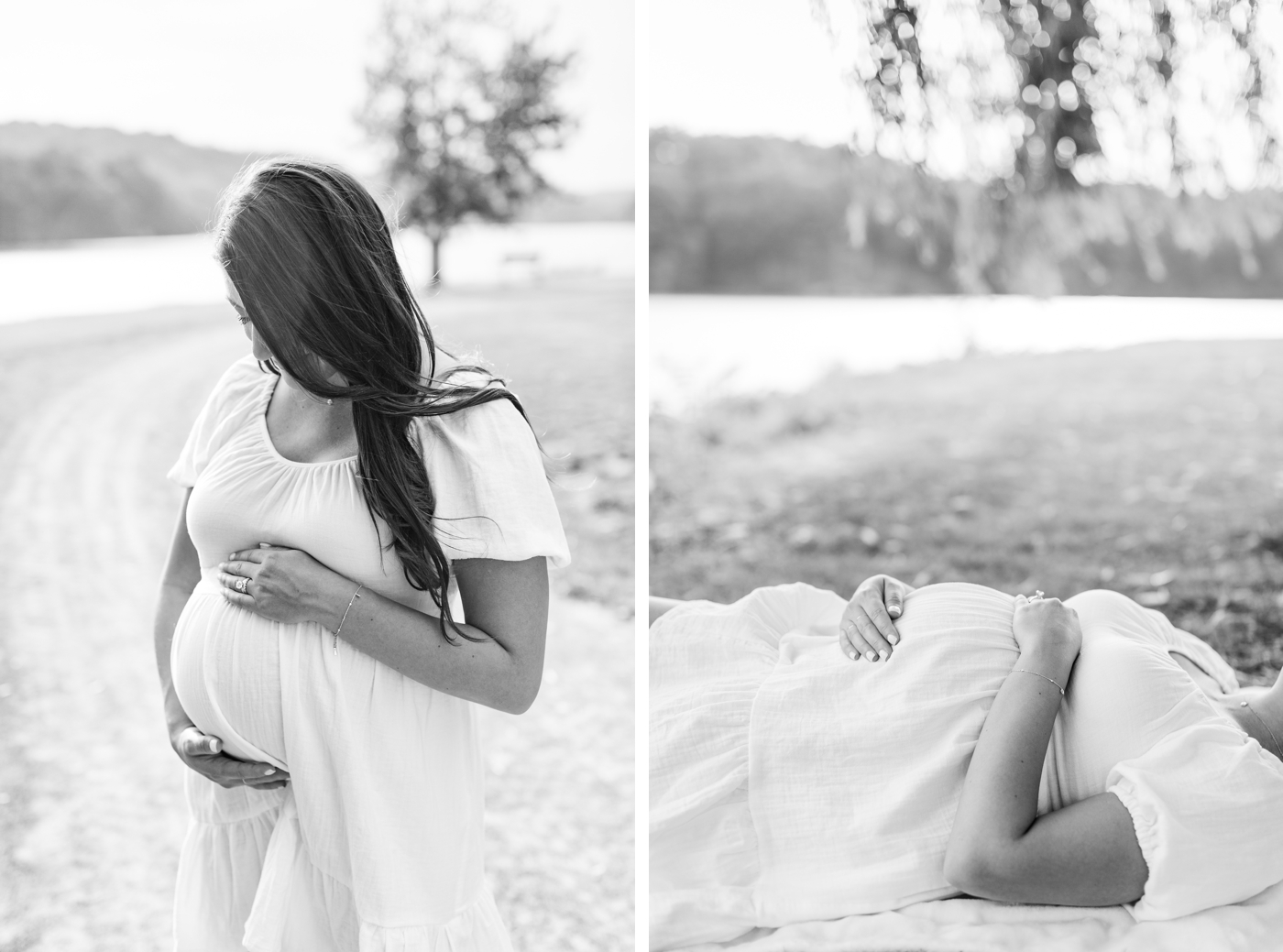 Maternity session under a willow tree