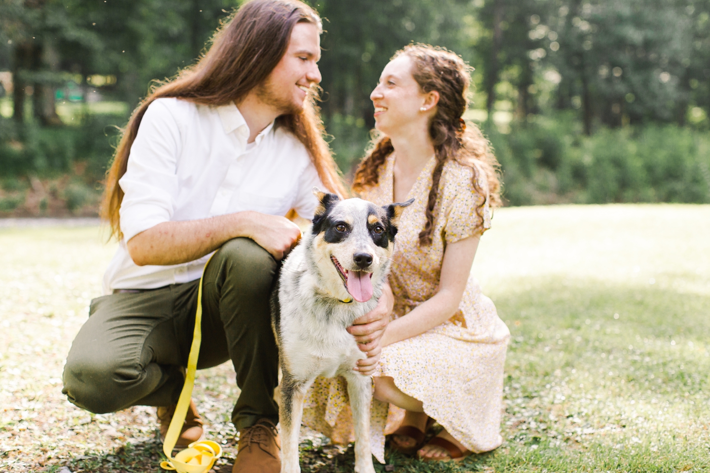 Engagement session with their dog